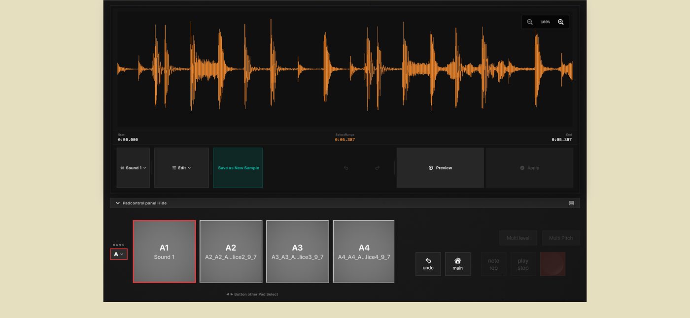 Sample Edit screen