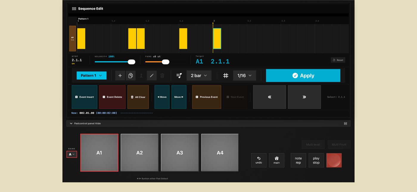 Sequence Edit screen