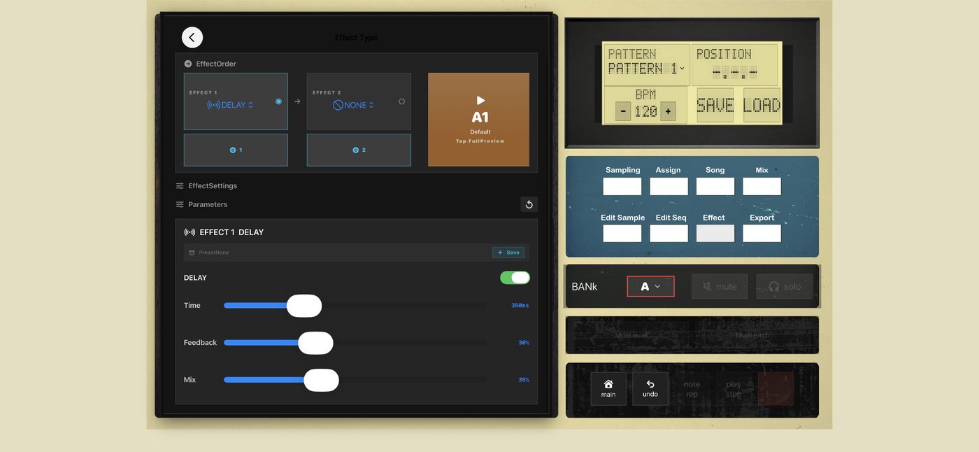 Effects screen