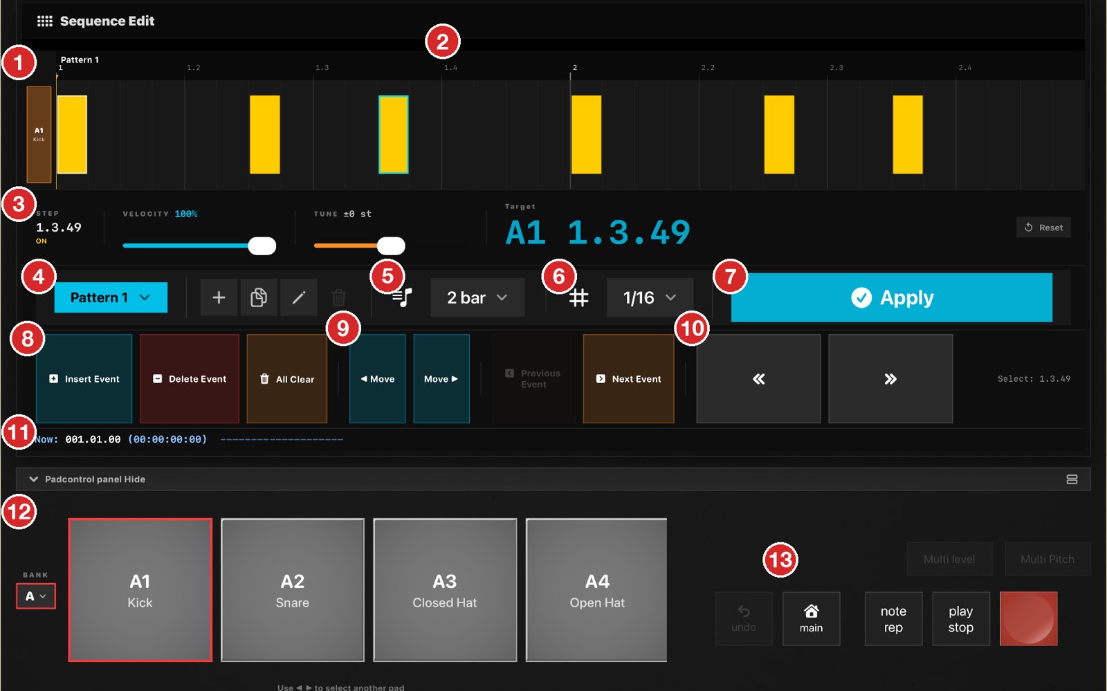 Edit Seq screen